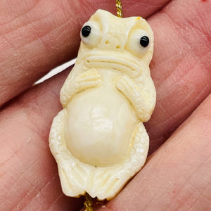 Frog Meditating Pendant Bead | 28x15x8mm | White | 1 Bead |