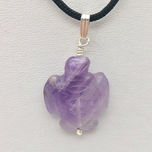 Majestic Hand Carved Amethyst Sea Turtle and Sterling Silver Pendant 509276AMDS - PremiumBead Alternate Image 2