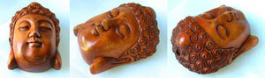 Serenity Carved Buddha Boxwood Ojime/Netsuke Bead | 45x34x21.5mm | Brown - PremiumBead Alternate Image 4