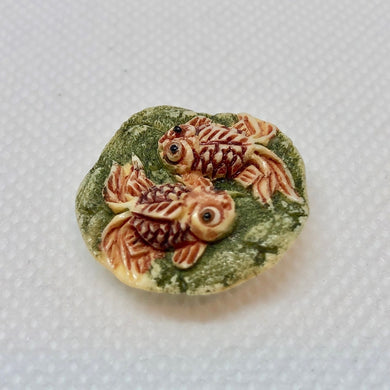 Koi Goldfish Waterbuffalo Carved Bone Button 9700Ds - PremiumBead Primary Image 1