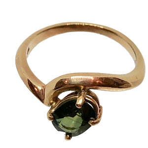 Natural Green Sapphire 14K Gold Ring Size 4 3/4 9982Baa