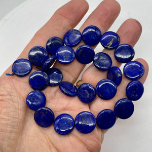 Exquisite Natural Lapis 16mm Coin Bead 8 inch Strand 9345HS