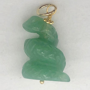 Aventurine Snake Pendant Necklace | Semi Precious Stone Jewelry | 14k Pendant