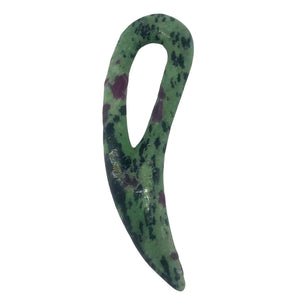 Ruby Zoisite Gemstone Comma Pendant | 94x28x6mm | Green/Red | 1 Pendant |