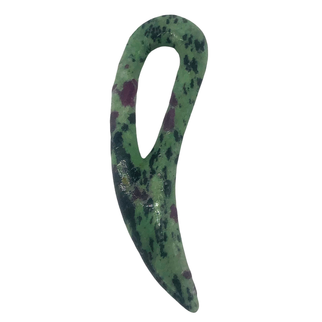 Ruby Zoisite Gemstone Comma Pendant | 94x28x6mm | Green/Red | 1 Pendant |