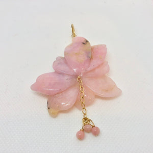Hand Carved Pink Peruvian Opal Flower Pendant! 100cts! 509862I - PremiumBead Alternate Image 3