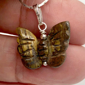 Tiger Eye Butterfly Pendant Necklace|Semi Precious Stone Jewelry|Silver Pendant - PremiumBead Alternate Image 3