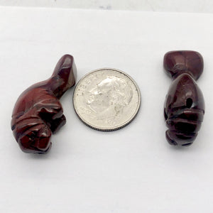 Grace 2 Carved Jasper Manatee Beads | 21x11x9mm | Red - PremiumBead Alternate Image 3