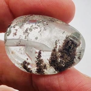 Lodalite Quartz Oval Pendant Figurine Bead | Clear Included|1 Bead| 32x23x14 mm|