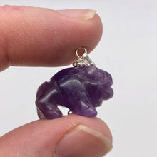 Load image into Gallery viewer, Amethyst Hand Carved Bison / Buffalo Sterling Silver 1&quot; Long Pendant 509277AMS - PremiumBead Alternate Image 9
