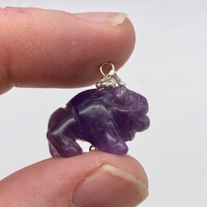 Amethyst Hand Carved Bison / Buffalo Sterling Silver 1" Long Pendant 509277AMS - PremiumBead Alternate Image 9