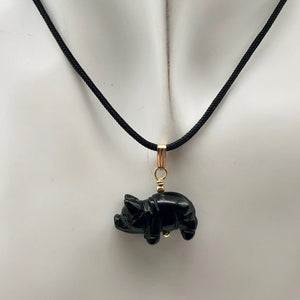 Black Obsidian Pig Pendant Necklace |Semi Precious Stone Jewelry|14k gf Pendant| - PremiumBead Alternate Image 12