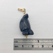 Load image into Gallery viewer, Blue Gold Stone Hand Carved Penguin &amp; 14Kgf Pendant| 1 3/8&quot; Long| Blue Spark | - PremiumBead Alternate Image 3
