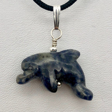 Semi Precious Stone Jewelry Jumping Pendant Necklace in Blue Sodalite and Silver - PremiumBead Primary Image 1