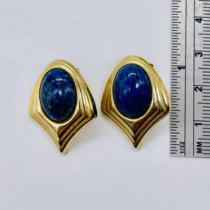 Sugilite Gold Tone Oval Earrings | 1x3/4 Inch | Blue | 1 Pair |