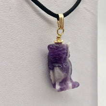 Load image into Gallery viewer, Amethyst Hand Carved Hooting Owl &amp; 14Kgf Gold Filled 1 3/8&quot; Long Pendant 509297AMG - PremiumBead Alternate Image 9
