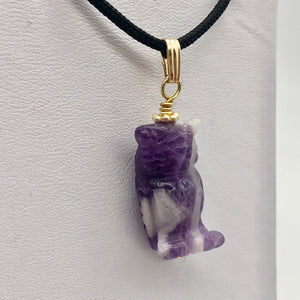 Amethyst Owl Pendant Necklace | Semi Precious Stone Jewelry | 14k Pendant - PremiumBead Alternate Image 9
