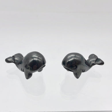 Carved Animals 2 Hematite Whale Beads | 20x13x11mm | Silver black - PremiumBead Primary Image 1