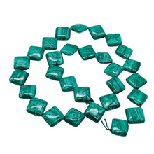 Load image into Gallery viewer, 2 Superb Malachite 14x12mm Diagonal Square Coin Beads 10252
