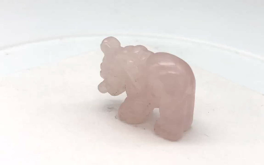 Wild Hand Carved Rose Quartz Elephant Figurine | 20x15x7mm | Pink