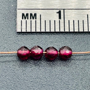 4 Gorgeous Rhodolite Garnet Excellent 3mm Faceted Beads 06542