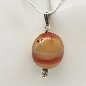 Natural Carnelian Agate Oval & Sterling Silver Pendant | 28x24.5x16mm | 2" Long - PremiumBead Alternate Image 4