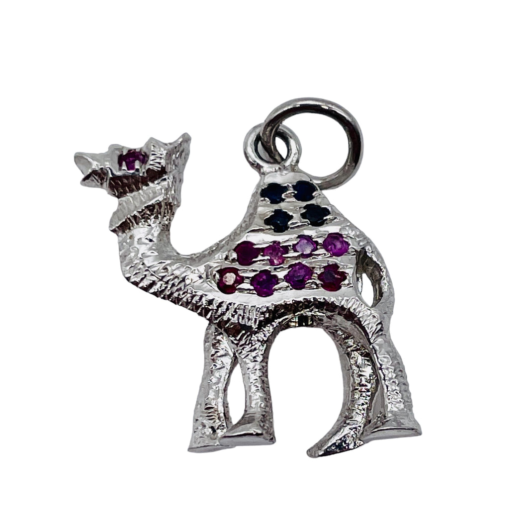 Camel Sterling Silver Ruby Emerald Pendant | 1