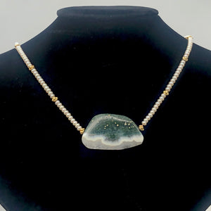Ocean Jasper and Pearl 14K Gold Filled Necklace | 20 Inches Long |