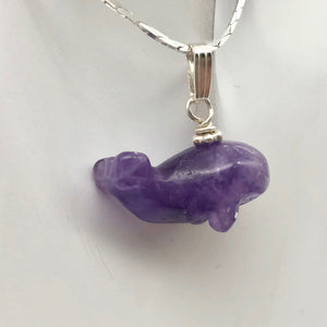 Purple Amethyst Whale and Sterling Silver Pendant | 7/8" Long | 509281AMS - PremiumBead Alternate Image 6