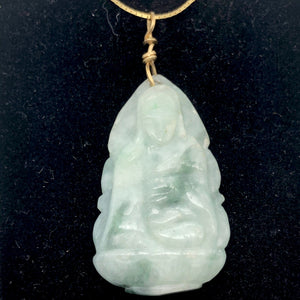 Precious Stone Jewelry Carved Quan Yin Pendant in Green White Jade and Gold - PremiumBead Alternate Image 6