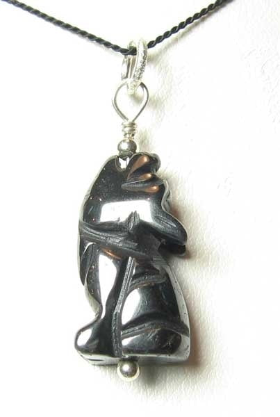 New Moon Hematite Wolf Sterling Silver Pendant 509282HMS - PremiumBead Primary Image 1