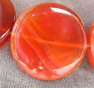 Red Sardonyx Agate Coin Pendant Bead 8" Strand (7 Beads) 5677HS - PremiumBead Alternate Image 6