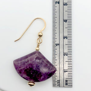 Natural Lepidolite 14Kgf Earrings | 1 3/4" Long | Purple | Fan cut | 1 pair | - PremiumBead Alternate Image 4