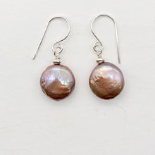 Load image into Gallery viewer, Pearl Dangle Sterling Silver Earrings | 1 1/4&quot; Long | Golden Rose |
