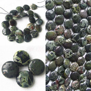 4 Green Sediment Stone 18mm Coin Beads 8722 - PremiumBead Alternate Image 4