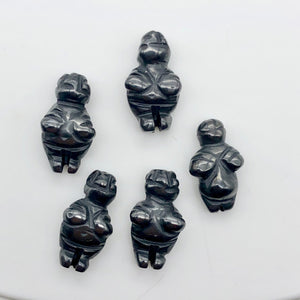 FERTILE! Carved Hematite Goddess of Willendorf Figurine | 20x10x9mm | Silver - PremiumBead Alternate Image 3