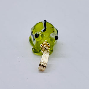 Lampwork Frog 14K Gold Filled Frog | 1" Long | Peridot | 1 Pendant |