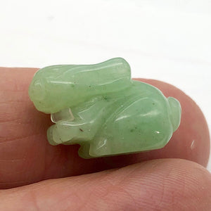 Hoppy 2 Hand Carved Natural Aventurine Bunny Rabbit Beads | 22x12x10m | Green