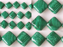 Load image into Gallery viewer, Superb Malachite Diagonal Square Bead Strand | 14x12x4mm | 29 Beads |
