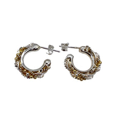 Load image into Gallery viewer, Sterling Silver and Gold Hoop Post Earrings | 7/8&quot; Long | Silver/Gold | 1 Pair |
