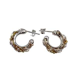 Sterling Silver and Gold Hoop Post Earrings | 7/8" Long | Silver/Gold | 1 Pair |