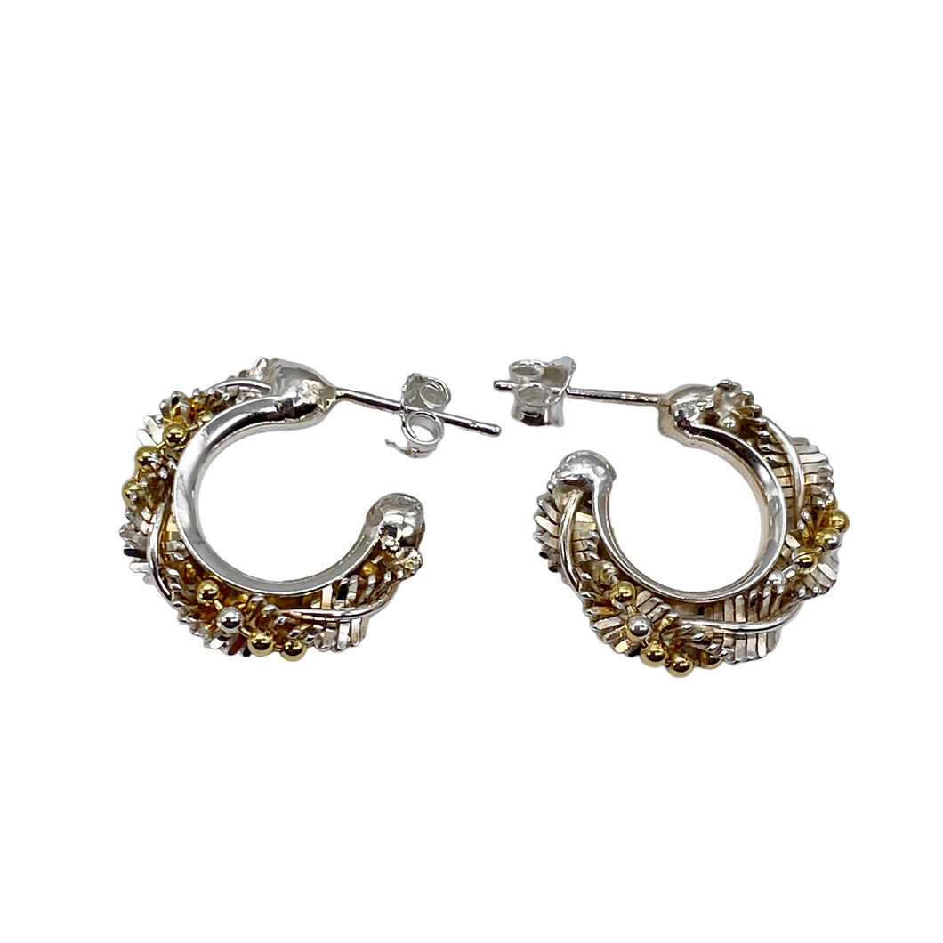 Sterling Silver and Gold Hoop Post Earrings | 7/8