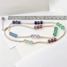 Load image into Gallery viewer, Elegant Tri-Color Fluorite Fresh Water Pearl Sterling Silver Necklace| 26 -28&quot; |
