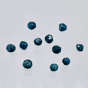 Blue Diamond Faceted Roundel Beads | 2.5-2mm | 11 Beads | ~1.0 carat |10597B