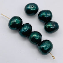 Load image into Gallery viewer, 7 Deep Emerald Green 10mm Green Freshwater Pearls Beads 9603
