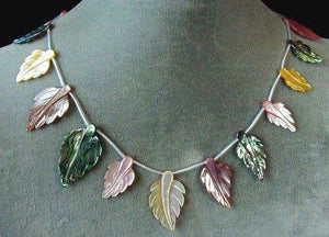 Abalone Pink and Golden Mother of Pearl Shell Carved Leaf Bead Strand 104321B - PremiumBead Alternate Image 2