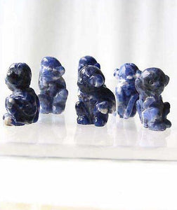 Adorable 2 Carved Sodalite Monkey Beads | 20.5x12x11mm | Blue white - PremiumBead Alternate Image 2