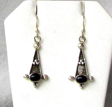 Stunning Oval Black Onyx 925 Sterling Silver Drop/Dangle Earrings W/Hook 4719 - PremiumBead Primary Image 1
