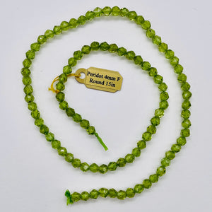 Peridot Faceted 15" Round Bead Strand | 7x4mm | Green | 93 Beads |