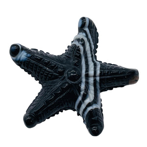 Stunning! Carved Sardonyx Starfish Pendant Bead | 60x9mm | Black/White | | 60x9mm | Black/White